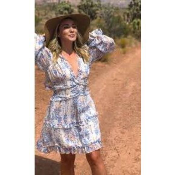 Selfie Leslie RUFFLE DETAILING OPEN BACK FLORAL DRESS SZ S - Picture 1 of 14